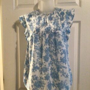 Nanette Lepore Blue and White Floral Blouse